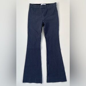 Derek Lam 10 Crosby Women's Navy White Striped Bellbottom Flare Trousers Size 4